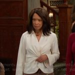Amy’s white twist front top on The Young and the Restless