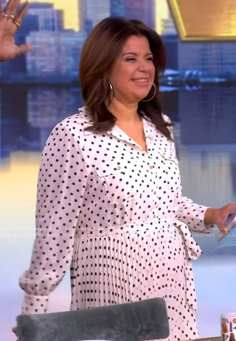 Ana’s white polka dot print shirtdress on The View