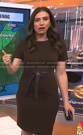 Angie Lassman’s leather belt dress on NBC News Daily