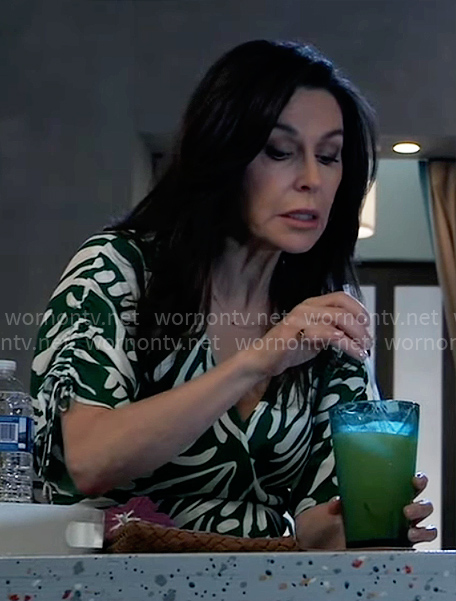 Anna’s green printed midi dress on General Hospital