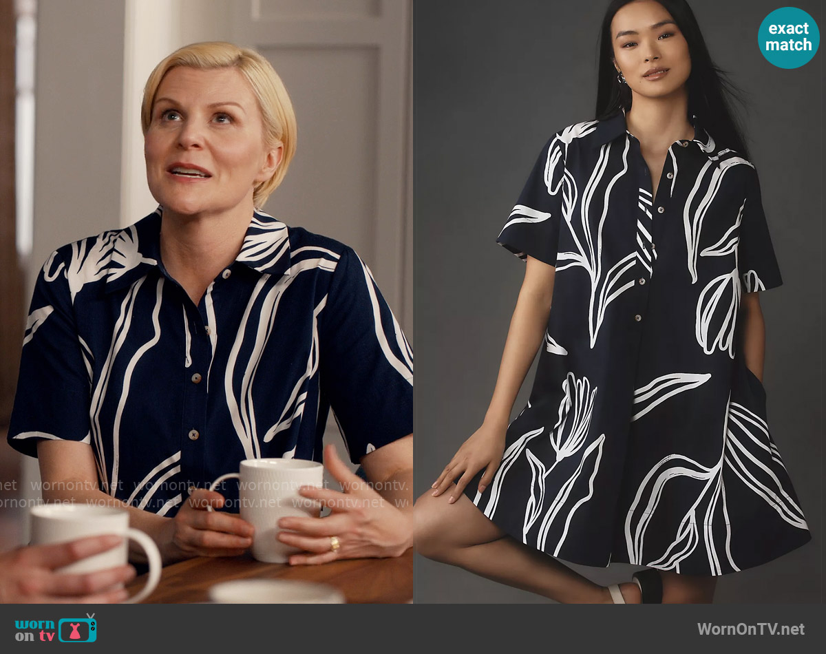 Anthropologie The Pollie Short-Sleeve Swing Tunic Mini Dress worn by Ellen Baker (Jennifer Robertson) on Ginny & Georgia