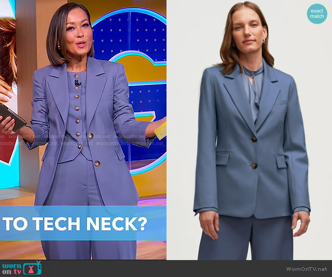 Argent Two-Button Blazer in Seasonless Wool Powder Blue worn by Eva Pilgrim on Good Morning America