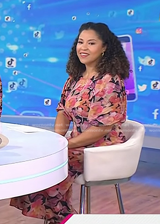 Arianna’s pink floral puff sleeve dress on Today