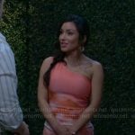 Audra’s pink floral one-shoulder dress on The Young and the Restless