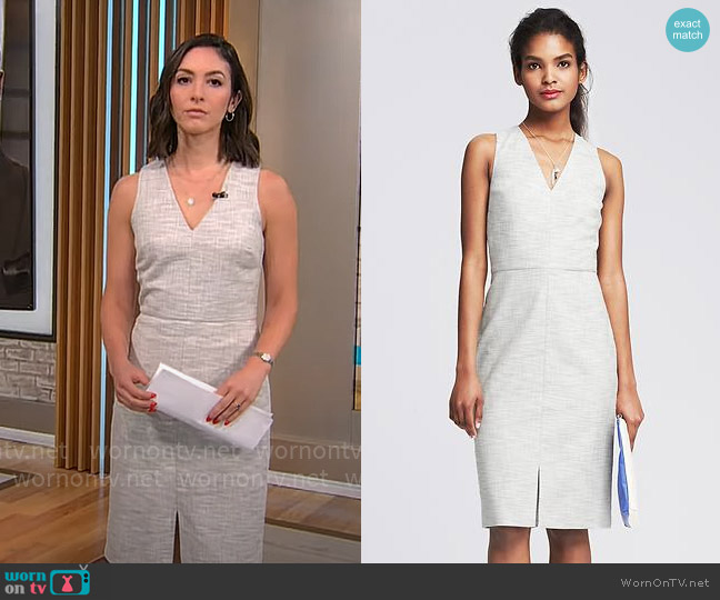 Banana Republic Textured V-Neck Sheath worn by Ali Bauman on CBS Mornings