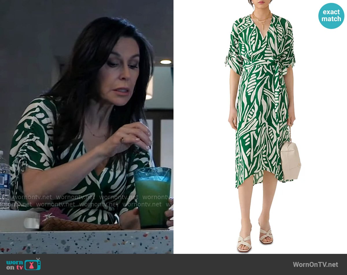 ba&sh Tabby Midi Wrap Dress worn by Anna Devane (Finola Hughes) on General Hospital