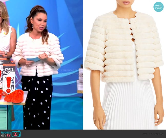 BCBGMAXAZRIA Faux Fur Shrug worn by Gretta Monahan on The View
