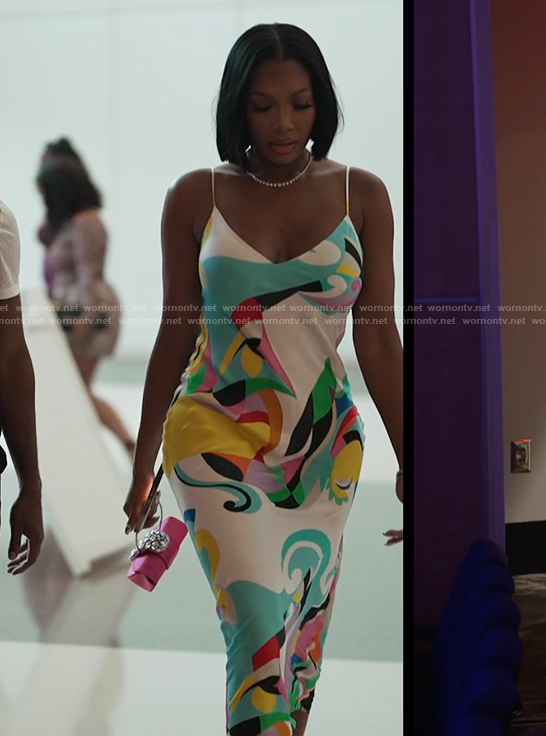 Brit’s abstract print slip dress on The Real Housewives of Atlanta