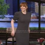 Bryce Dallas’s gray ruched sleeve sweater dress on Live with Kelly and Mark