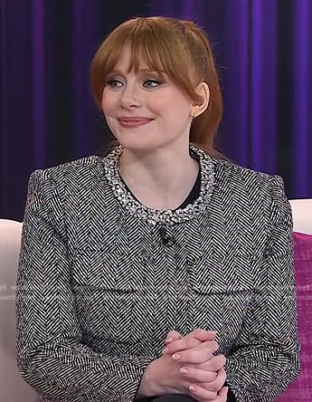 Bryce Dallas Howard’s black embellished neck jacket on Today