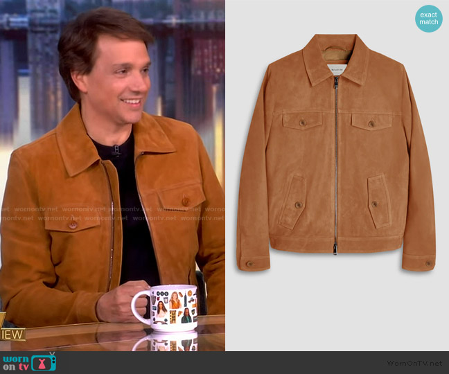 Bugatchi Suede Trucker Jacket worn by Ralph Macchio on The View