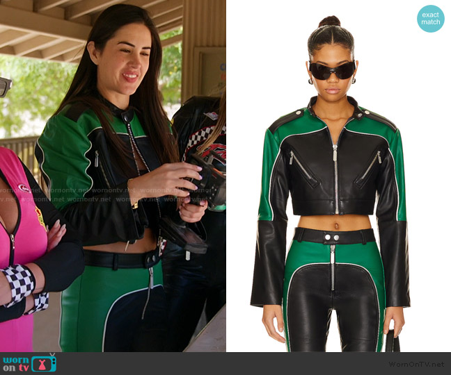 Camila Coelho Cropped Moto Biker Leather Jacket worn by Michelle Saniei on The Valley
