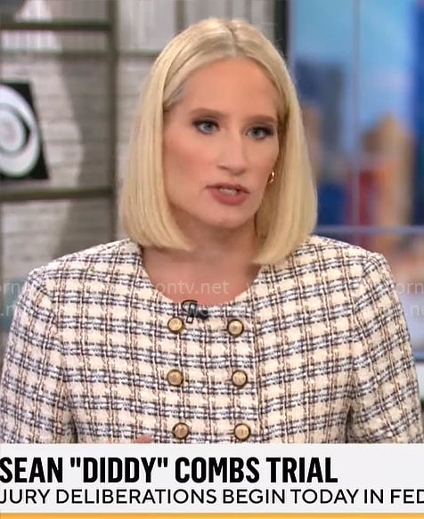 Caroline Polisi’s tweed double-breasted jacket on CBS Mornings