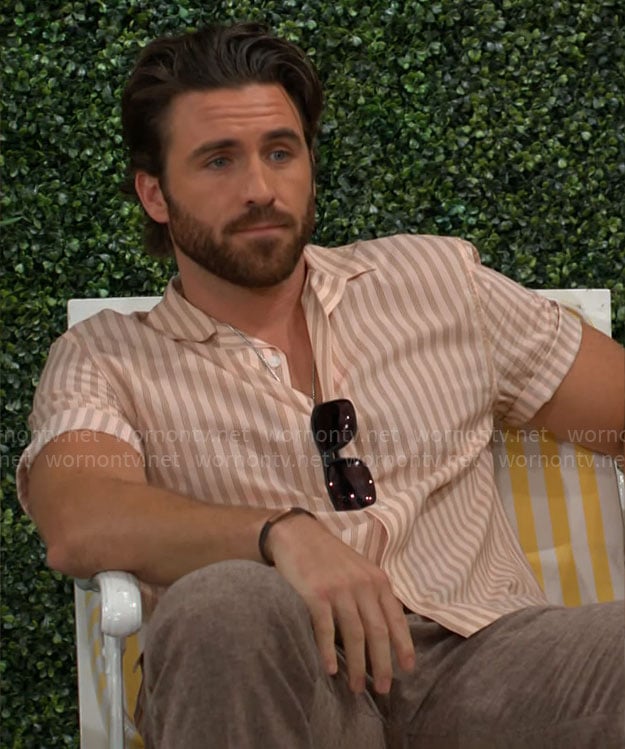 Chance’s peach striped shirt on The Young and the Restless