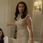 Charlotte’s metallic sleeveless flare dress on And Just Like That