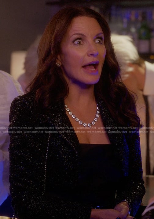 Charlotte’s black metallic blazer on And Just Like That