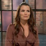 Chelsea’s brown satin wrap dress on The Young and the Restless
