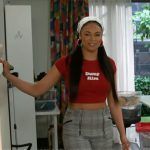 Chelsea’s DUMP HIM top and plaid pants on Beyond the Gates
