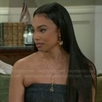 Chelsea’s strapless denim top and mini skirt set on Beyond the Gates