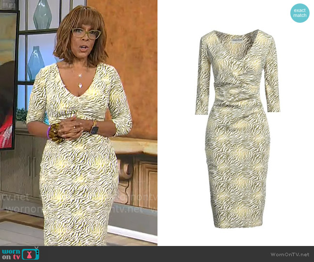 Chiara Boni La Petite Robe Ruched Zebra-Print Bodycon Midi Dress worn by Gayle King on CBS Mornings