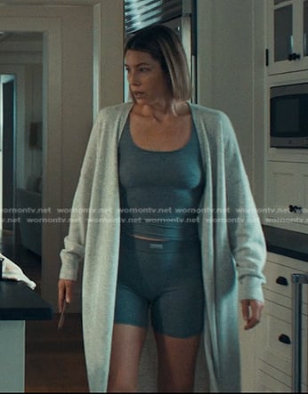 Chloe’s grey tank and boxer shorts on The Better Sister