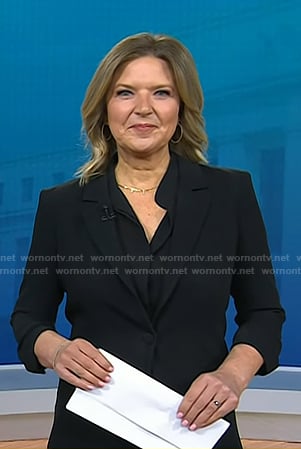Christine Romans’ black ruched sleeve blazer on Today