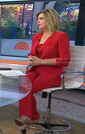 Christine’s red cami and suit on Today