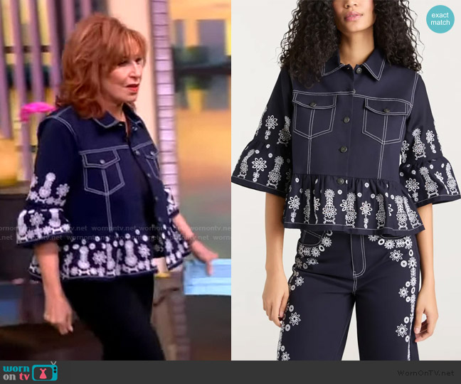 Cinq a Sept Mazie Eyelet Mandie Denim Jacket worn by Joy Behar on The View