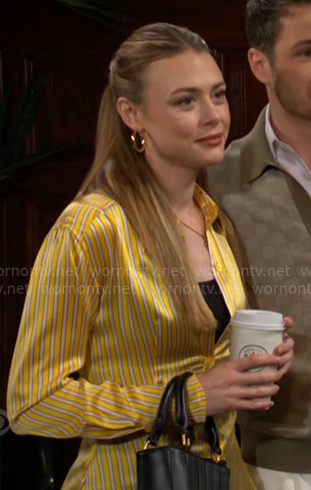 Claire’s yellow striped shirt on The Young and the Restless