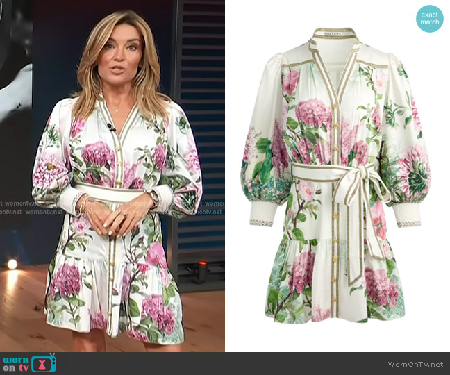 Alice + Olivia Cora Mini Dress in Rose Whisper worn by Kit Hoover on Access Hollywood