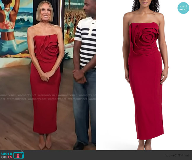 Dalia Macphee Strapless 3d Floral Gown worn by Keltie Knight on E! News