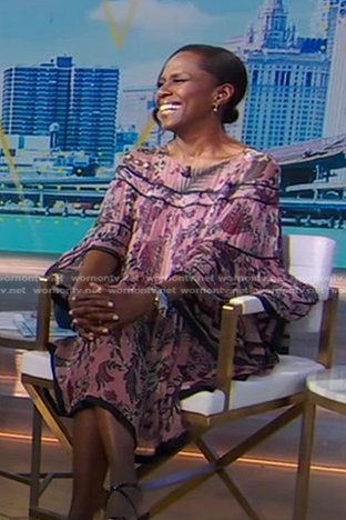 Deborah’s pink floral chiffon dress on Good Morning America