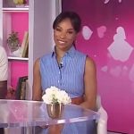 Devyn Simone’s blue stripe sleeveless shirtdress on Today