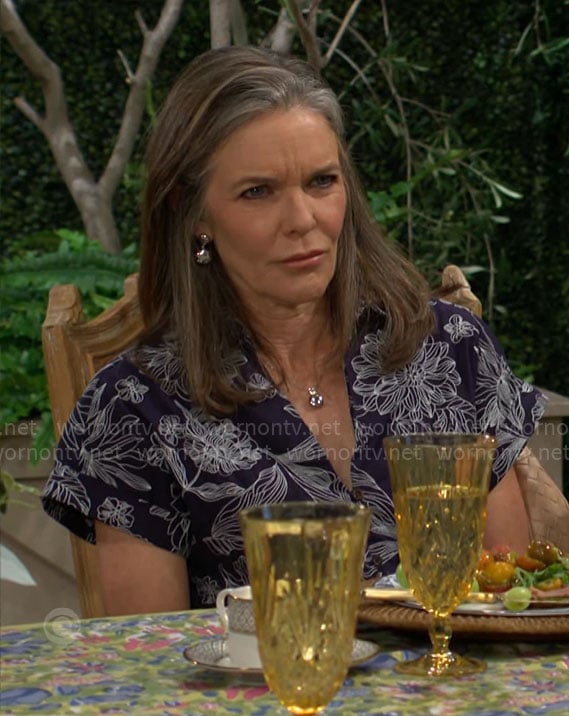 Diane’s navy floral dress on The Young and the Restless