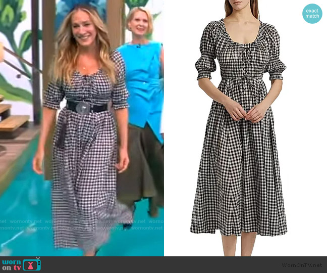 Doen Ischia Gingham Cotton Tie-Waist Midi Dress worn by Sara Jessica Parker on The View