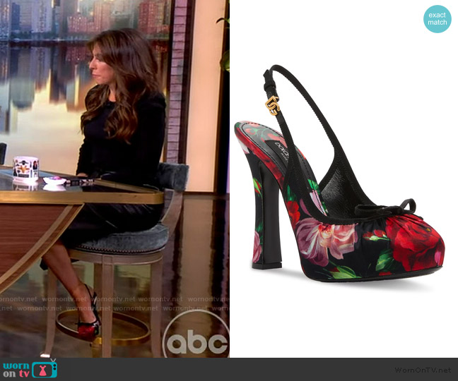 Dolce & Gabbana Rose Satin 130MM Slingback Pumps worn by Alyssa Farah Griffin on The View