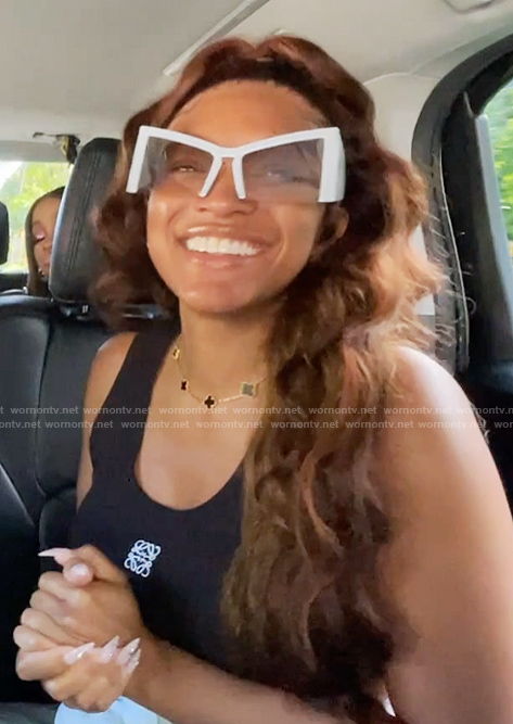 Drew’s black logo tank on The Real Housewives of Atlanta