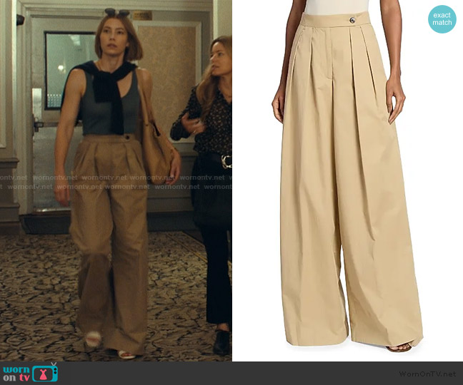 Dries van Noten Pleated Cotton Twill Wide Leg Pants worn by Chloe Taylor (Jessica Biel) on The Better Sister