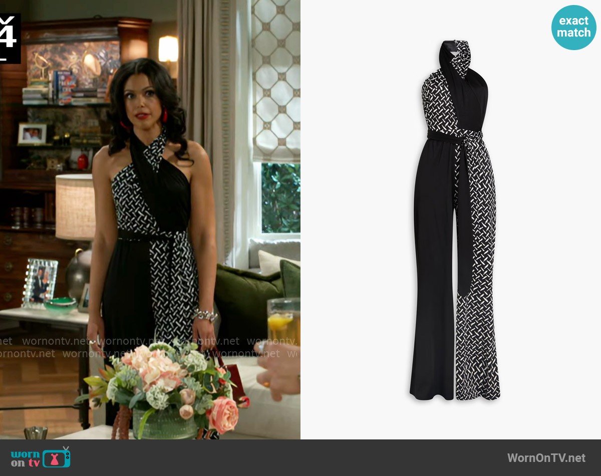 Diane von Furstenberg Cort Jumpsuit worn by Dani Dupree (Karla Mosley) on Beyond the Gates