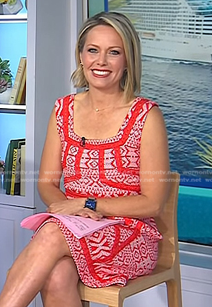 Dylan’s red embroidered dress on Today