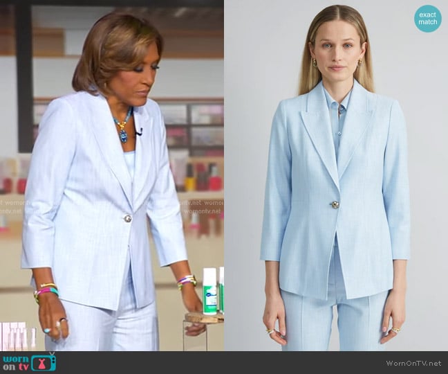 Elie Tahari Mélange Blazer in Mist Blue worn by Robin Roberts on Good Morning America