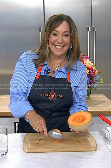 Elizabeth Heiskell’s blue stripe shirtdress on Today
