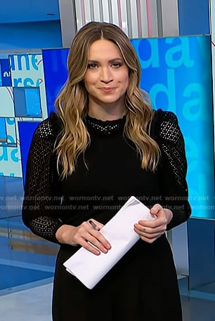 Ellison’s black puff sleeve lace top on NBC News Daily