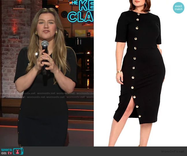 Eloquii Button Front Workwear Dress worn by Kelly Clarkson on The Kelly Clarkson Show