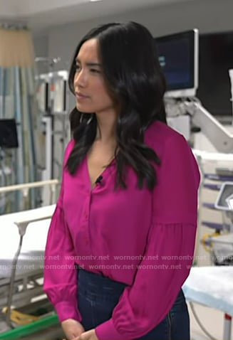Emilie’s pink v-neck blouse on Today