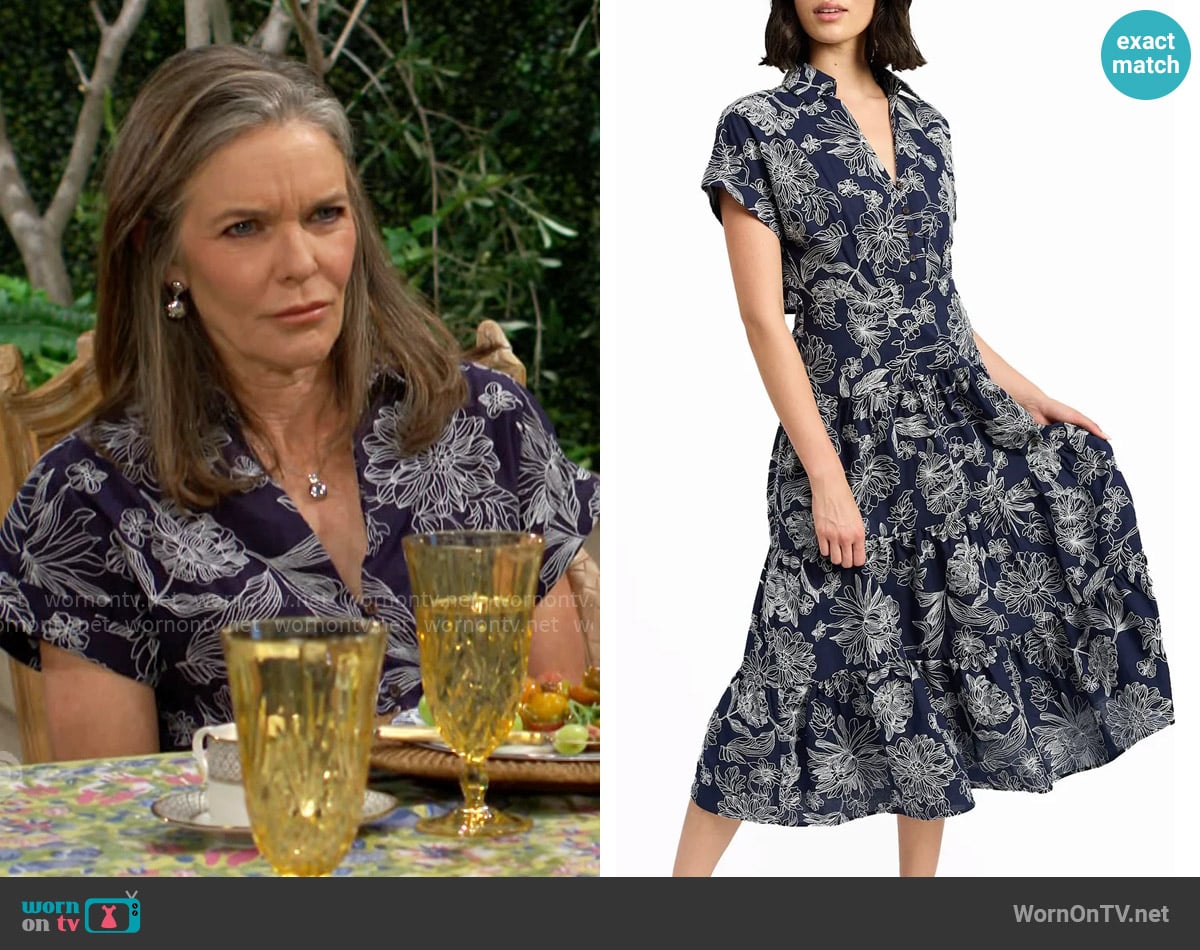 En Saison Embroidered Maxi Shirtdress worn by Diane Jenkins (Susan Walters) on The Young and the Restless