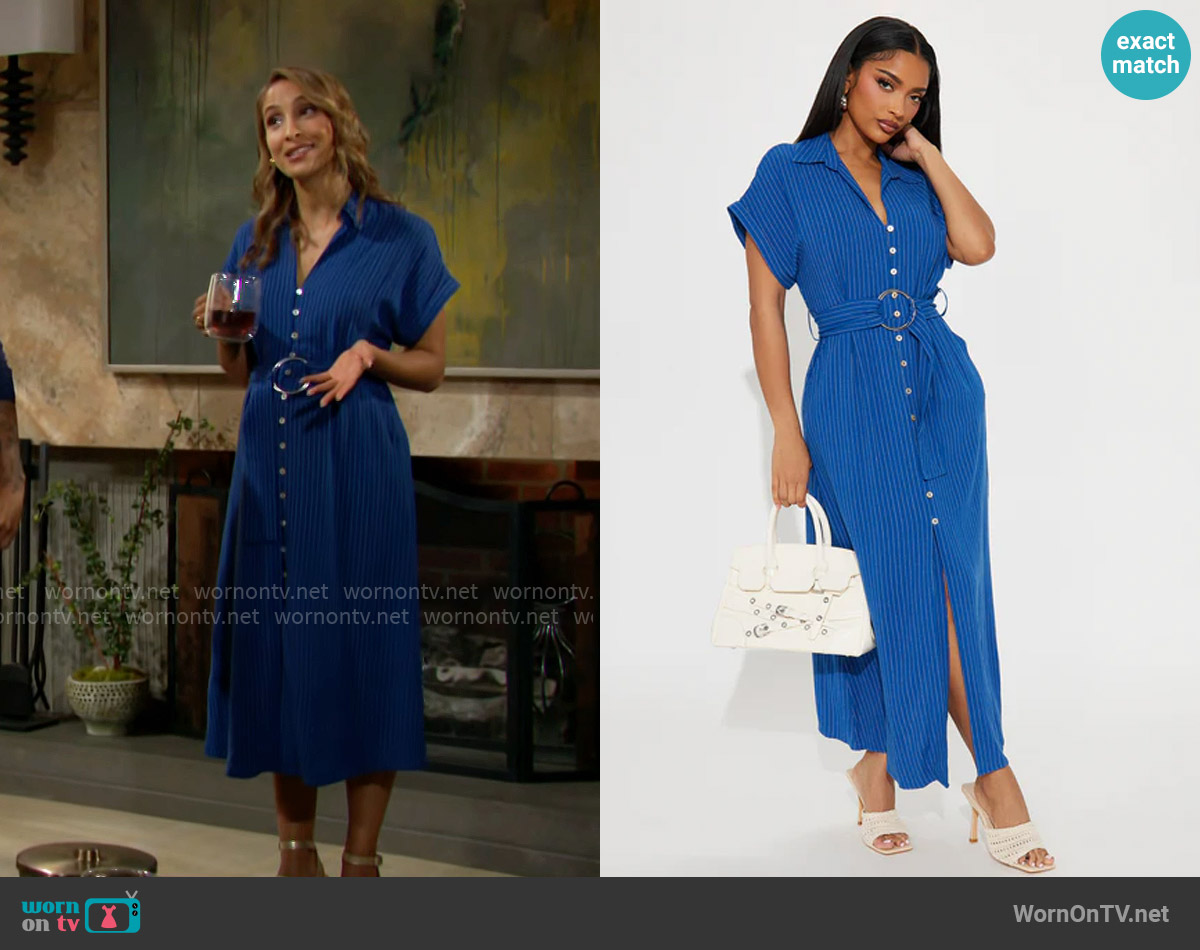Fashion Nova Eliza Button Up Maxi Dress worn by Lily Winters (Christel Khalil) on The Young and the Restless