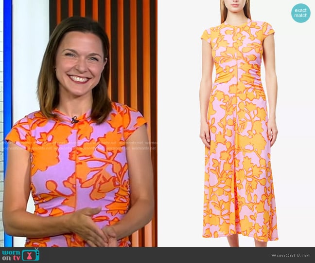 Floral-Print Cap-Sleeved Jersey Maxi Dress Me + Em worn by Maggie Rulli on Good Morning America