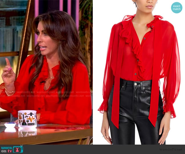 Frame Sheer Ruffle Front Bow Blouse worn by Alyssa Farah Griffin on The View