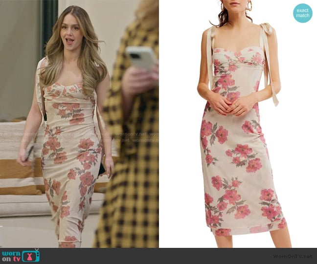 Free People Floral Layered Mesh Slipdress worn by Mikayla Matthews on The Secret Lives of Mormon Wives